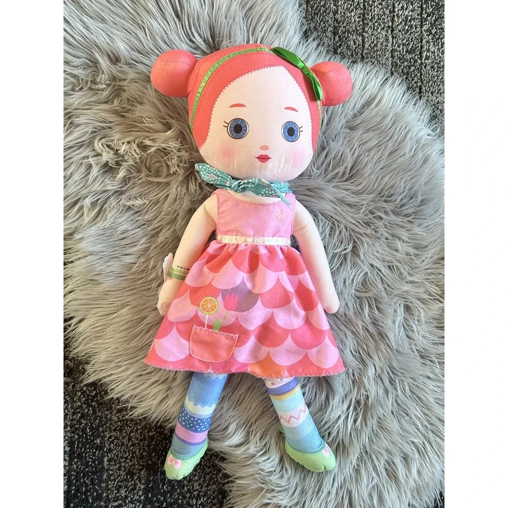 Zapf‎ Creations Mooshka Doll Plush Stuffed Toy Pink Green Bow Flowers Anchor
